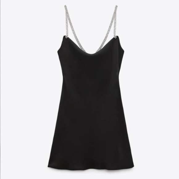 Zara Draped Dress With Jewel Chains Size M - Picture 7 of 11